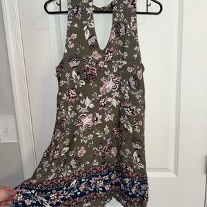 Blue Rain Olive Floral Blouse with Pink and Navy Details